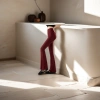 Wine red high-waisted flared pants, the same style as the model for slimming and shaping women Specification image